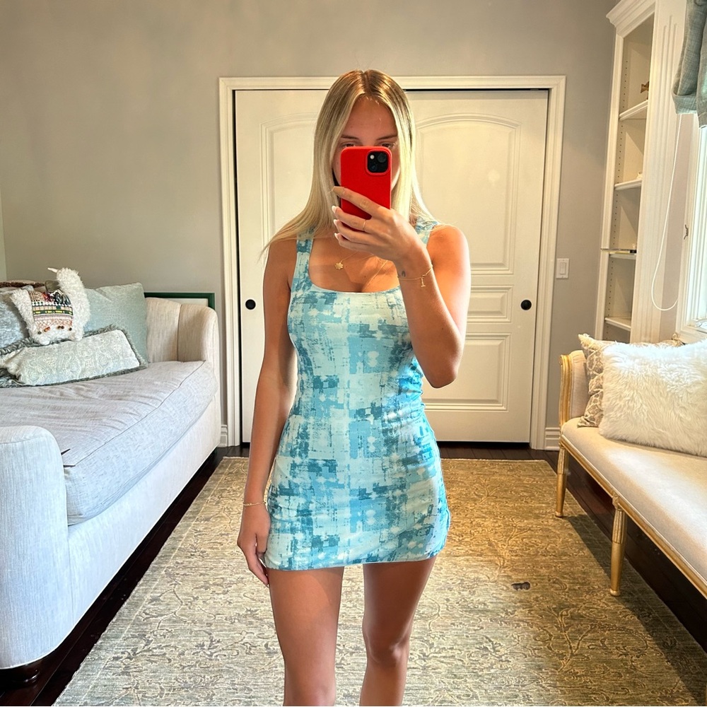 Tiger Mist Blue Patterned Mini Dress